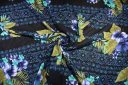 Hawaiian Floral Stripe Rayon Crepe