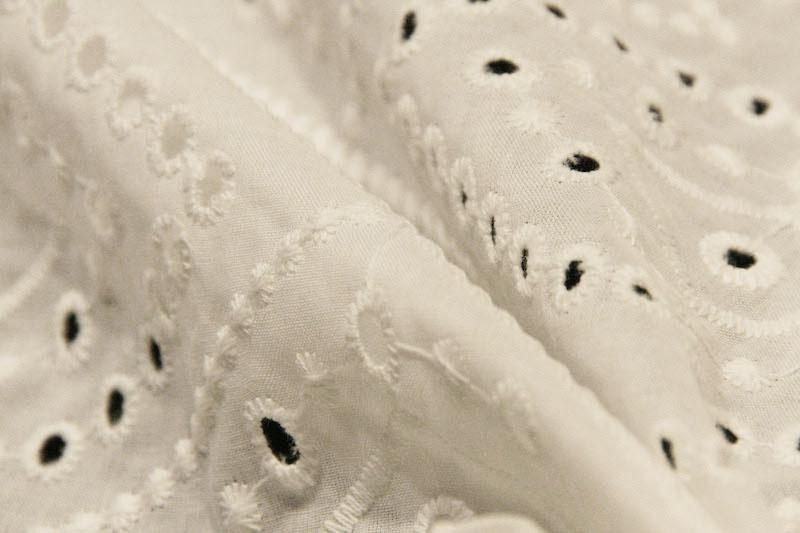 White Boho Scalloped Cotton Eyelet Batiste