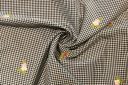 Embroidered Floral Gingham Poly Shirting - Black