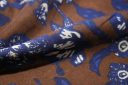Large Brown & Navy Floral Rayon