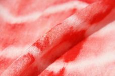 Red & White Geometric Tie-Dye Rayon Crepe