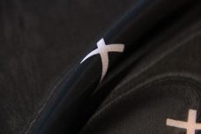Small Cross Print Chiffon - Black & Dusty Blush