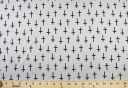 Small Cross Print Chiffon - White & Black