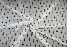 Small Cross Print Chiffon - White & Black