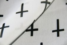 Small Cross Print Chiffon - White & Black