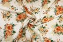 Romantic Floral Rayon - Creamsicle & White
