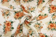 Romantic Floral Rayon - Creamsicle & White