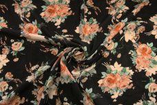 Romantic Floral Rayon - Creamsicle & Black