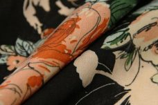 Romantic Floral Rayon - Creamsicle & Black