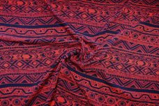 Coral & Navy Ethnic Stripe Rayon