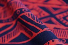 Coral & Navy Ethnic Stripe Rayon