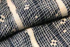Navy Diagonal Stripe Rayon Crepe
