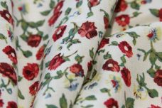 Small Red Calico Floral Rayon