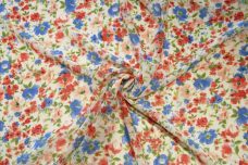 Blue & Coral Floral Chiffon
