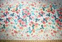 Large Floral Stripe Chiffon - Coral