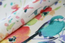 Large Floral Stripe Chiffon - Coral