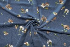 Cheetah Jacquard & Floral Rayon - Dark Dusty Blue