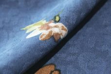 Cheetah Jacquard & Floral Rayon - Dark Dusty Blue