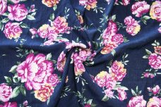 Large Poly/Rayon Floral - Navy