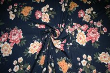 Large Navy Floral Rayon Crepe
