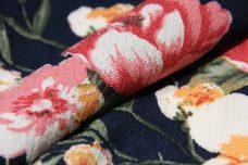 Large Navy Floral Rayon Crepe