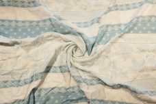 French Blue Boho Floral Stripe Rayon