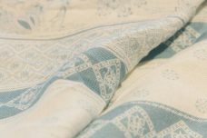French Blue Boho Floral Stripe Rayon