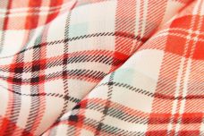 Plaid Chiffon - Coral & Ice Frappe