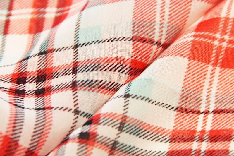 Plaid Chiffon - Coral & Ice Frappe