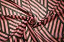 Black & Salmon Geometric Stripe Chiffon