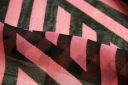 Black & Salmon Geometric Stripe Chiffon