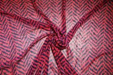 Large Navy & Coral Herringbone Chiffon