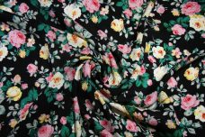 Large Black Floral Rayon