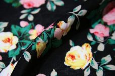 Large Black Floral Rayon
