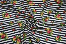 Navy Stripe Floral Rayon
