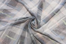 Plaid Chiffon - Smoke & Petal Peach