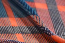 Plaid Chiffon - Navy & Orange