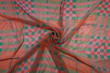Plaid Chiffon - Watermelon & Teal