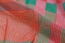 Plaid Chiffon - Watermelon & Teal
