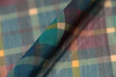 Plaid Crinkle Chiffon - Teal & Raisin