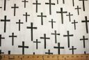 Large Cross Print Chiffon - White & Black