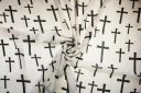 Large Cross Print Chiffon - White & Black
