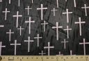 Large Cross Print Chiffon - Black & Dusty Blush