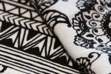 Black & Eggshell Boho Stripe Rayon Crepe