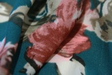Large Teal & Country Rose Floral Georgette