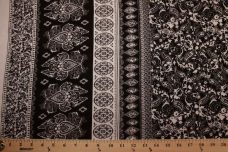 Black & Beige Bordered Paisley Crepe Rayon