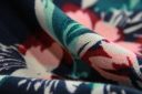Navy & Raspberry Art Brush Floral Rayon Crepe