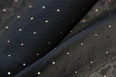 Metallic Pindot Chiffon - Black & Gold