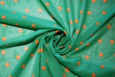 Medium Polkadot Chiffon - Kelly & Orange