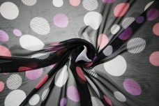Jumbo Polkadot Chiffon - Black & Pink